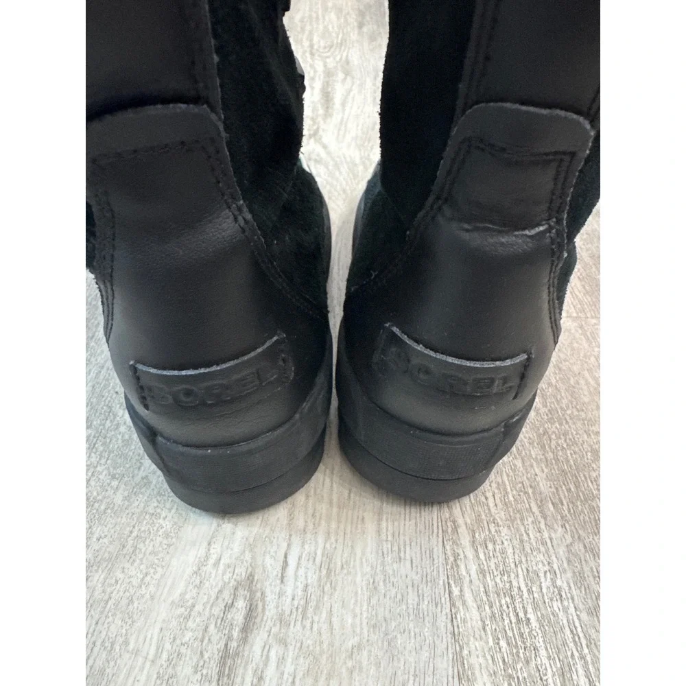 Sorel Torino II Tall Boots Waterproof Black Suede Faux Fur Womens Size 7